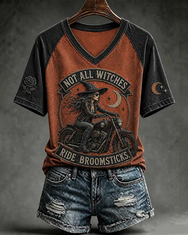 Women's Halloween Not All Witches Rides Broomsticks T-Shirt