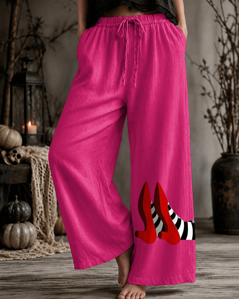 Women's Halloween Witch-Print Trousers