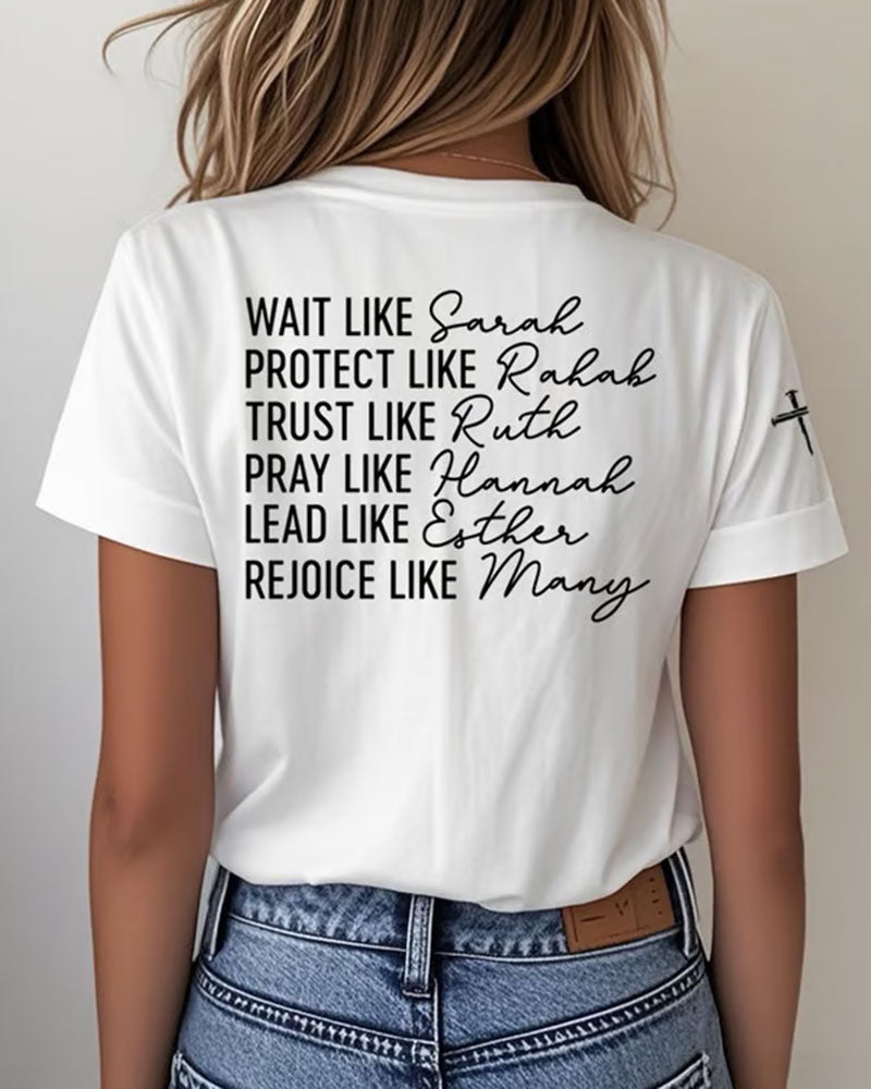 Bible Women Story Printed Short Sleeve T-Shirt
