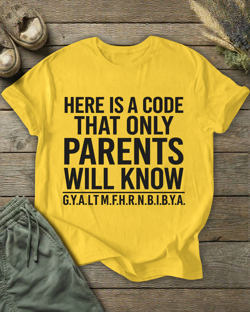 Only Parents Understand The Code Letter Stem Fun Parent-child Printed T-shirt