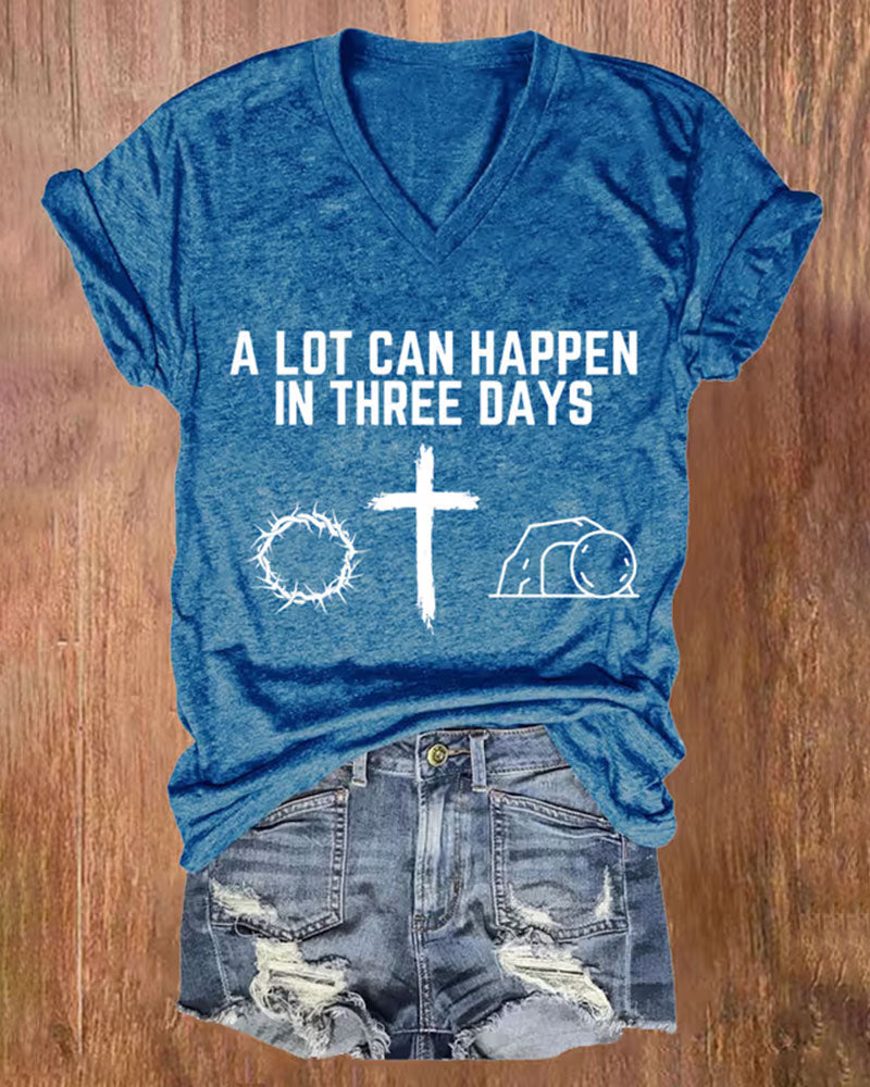 Briar Cross Tomb-Print V-Neck Short-Sleeve Tee