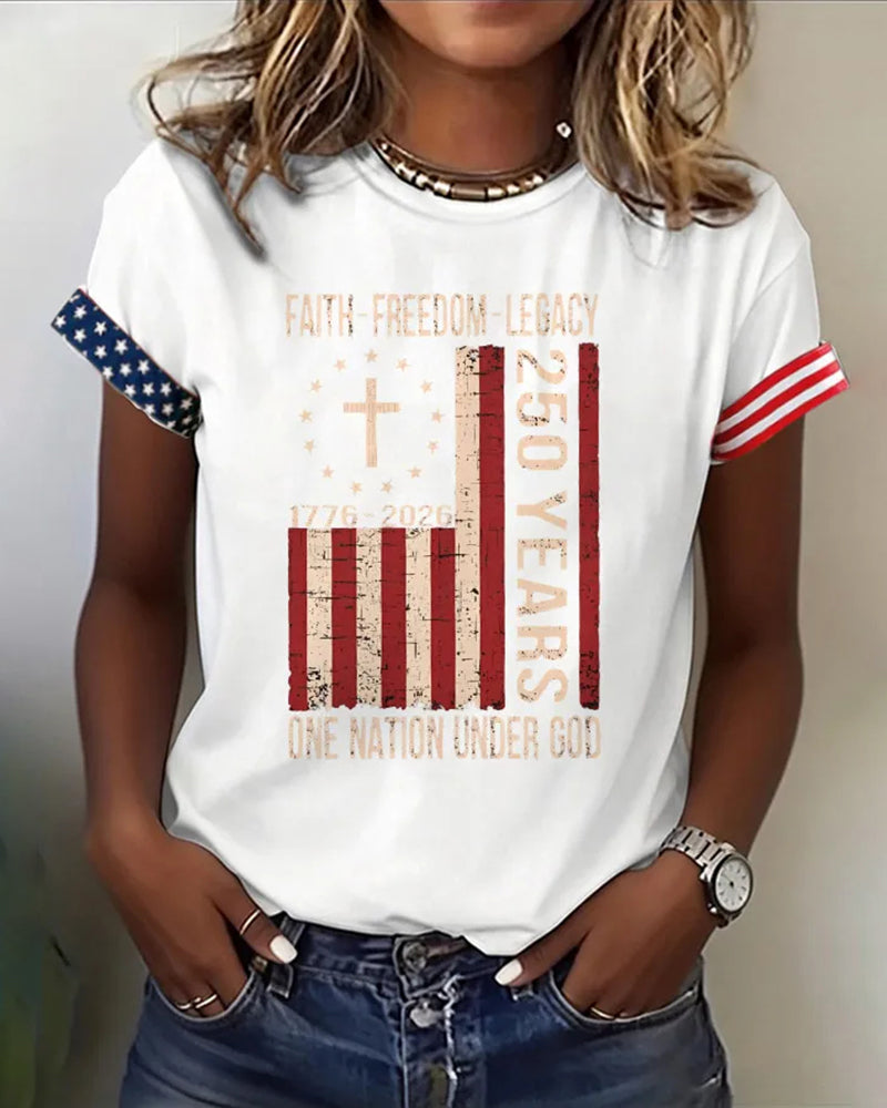 Women'S Casual Patriotic T-Shirt