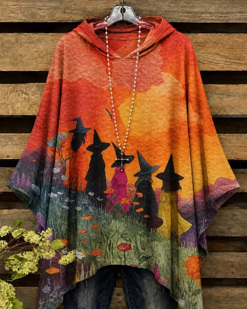 Women's Oil Painting Sea Witch Print Hoodie