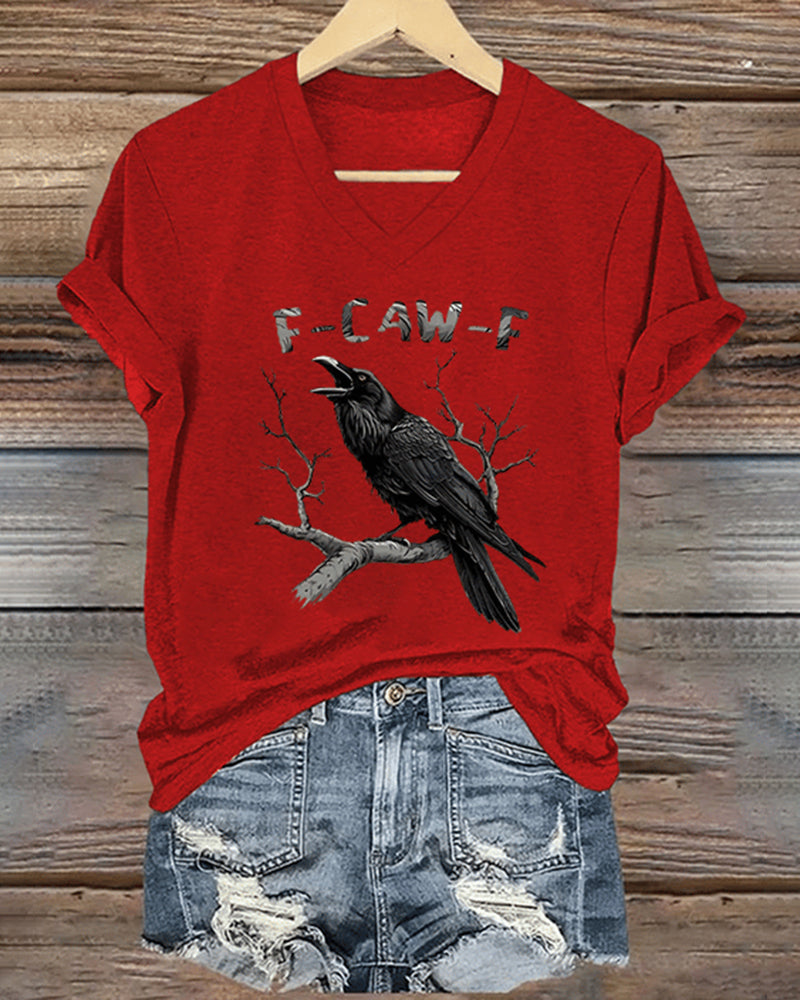 Women's F-Caw-F Raven Print Casual T-shirt