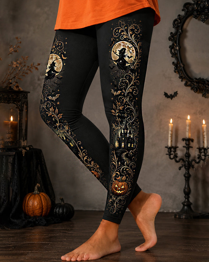 Women's Halloween Witch Print Casual Leggings