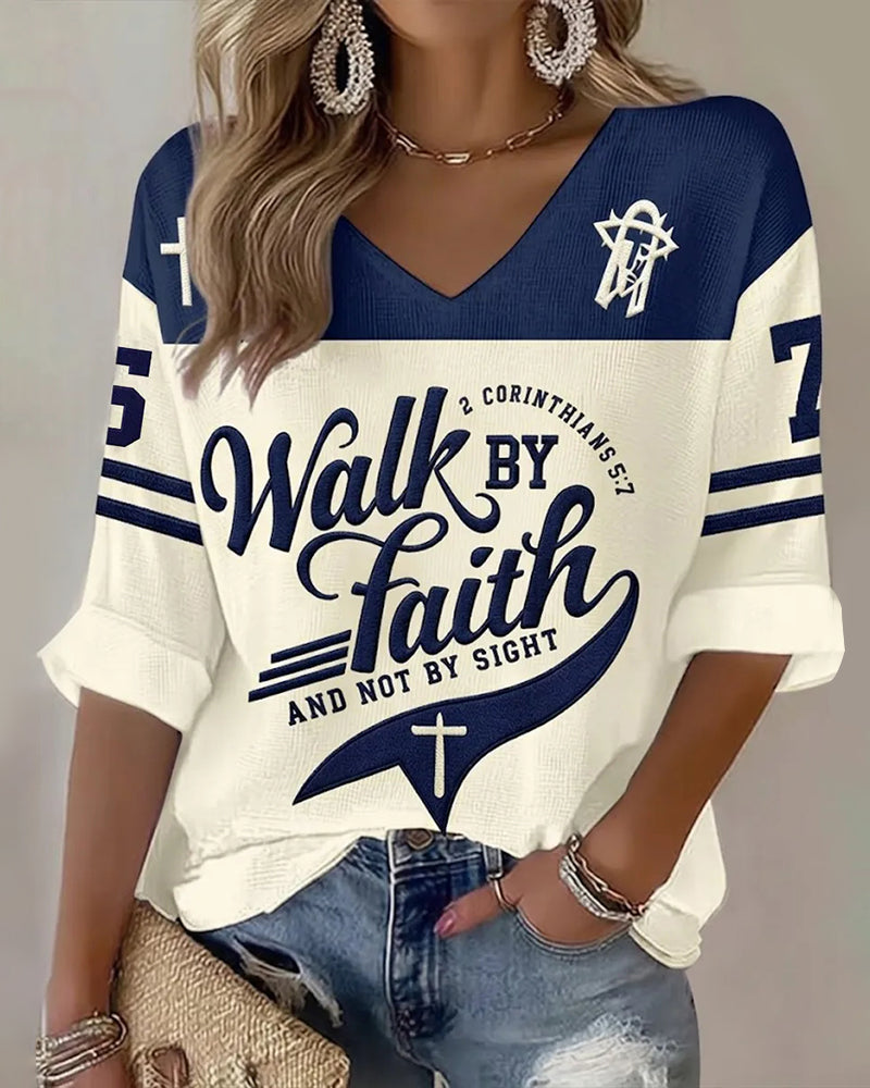 Women's Walk By Faith And Not By Sight Waffle T-shirt