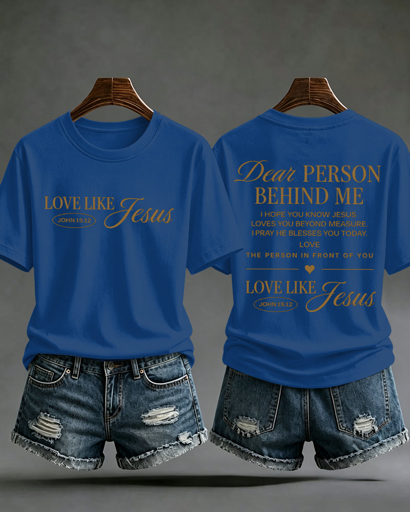 LOVE LIKE JESUS Scripture Print Round Neck Short Sleeve T-Shirt