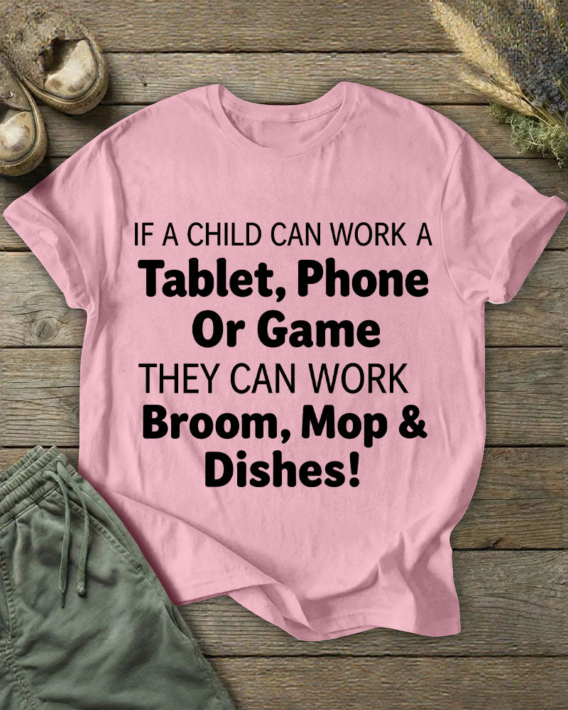 Parents Spit Out Children Playing Mobile Phones To Do Housework Interesting Text Printed T-shirts