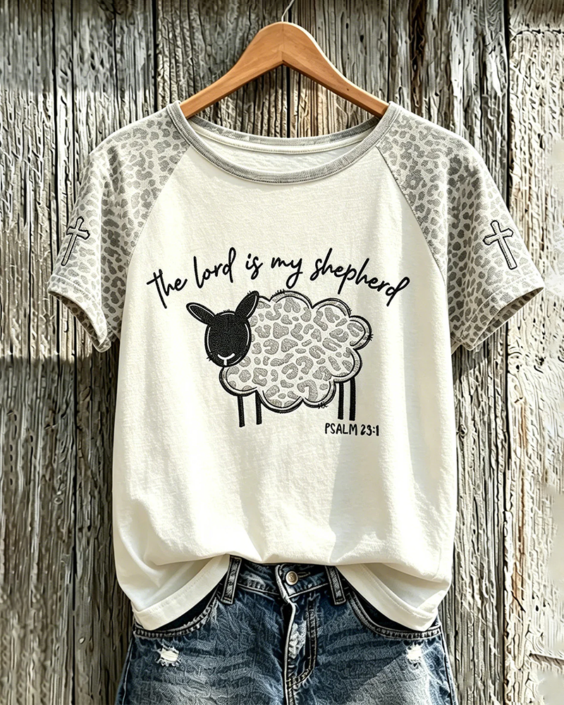 The Lord Is My Shepherd Print Crew Neck Short Sleeve Tshirt