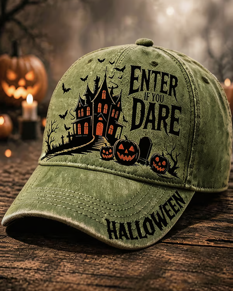 Unisex Halloween Enter If Your Dare Printed Cap