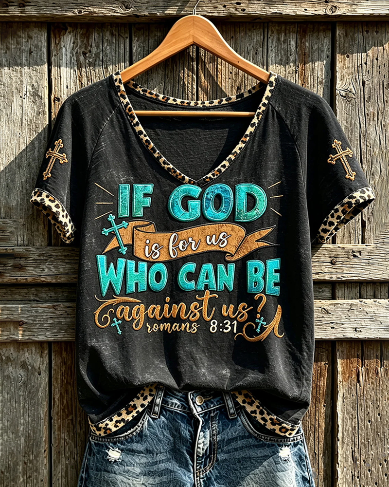 If God Is for Us, Who Can Be Against Us? V-neck Short Sleeve Tshirt