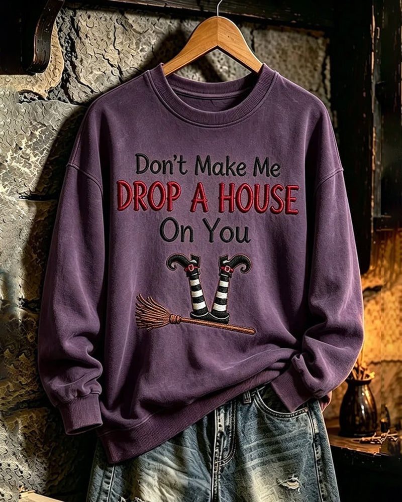 Women's Halloween Witch-Print Sweatshirt