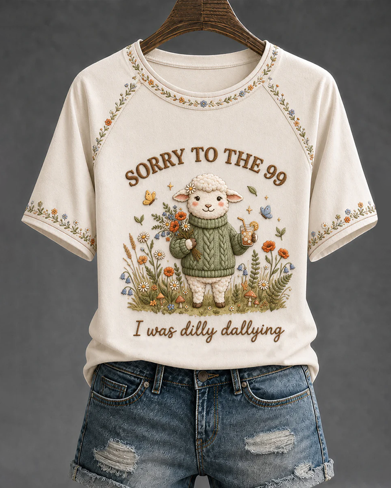 Funny Christian I Was Dilly Dallying Printed Crew Neck Short Sleeve Tshirt