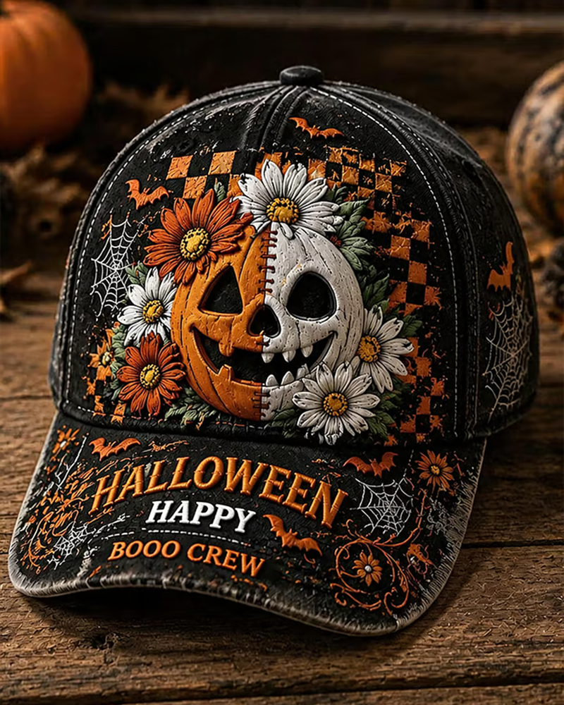 Unisex Happy Halloween Pumpkin Print Hat