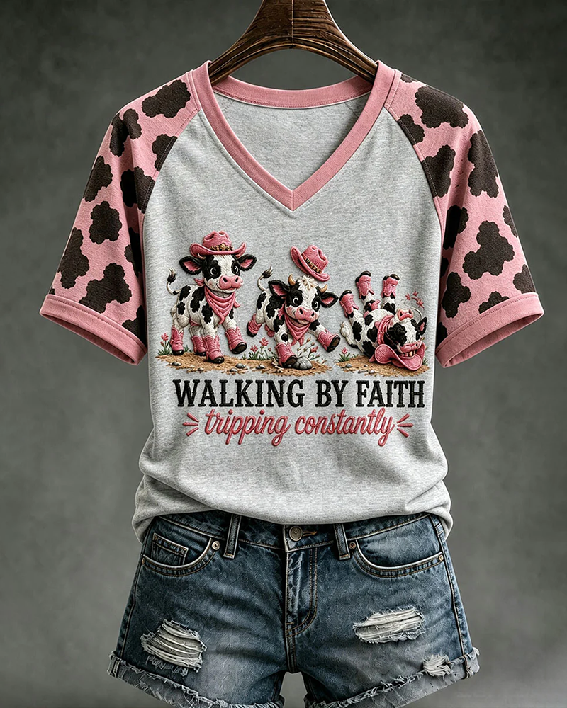 Women's Walking By Faith Tipping Constantly V-neck Short Sleeve Tshirt