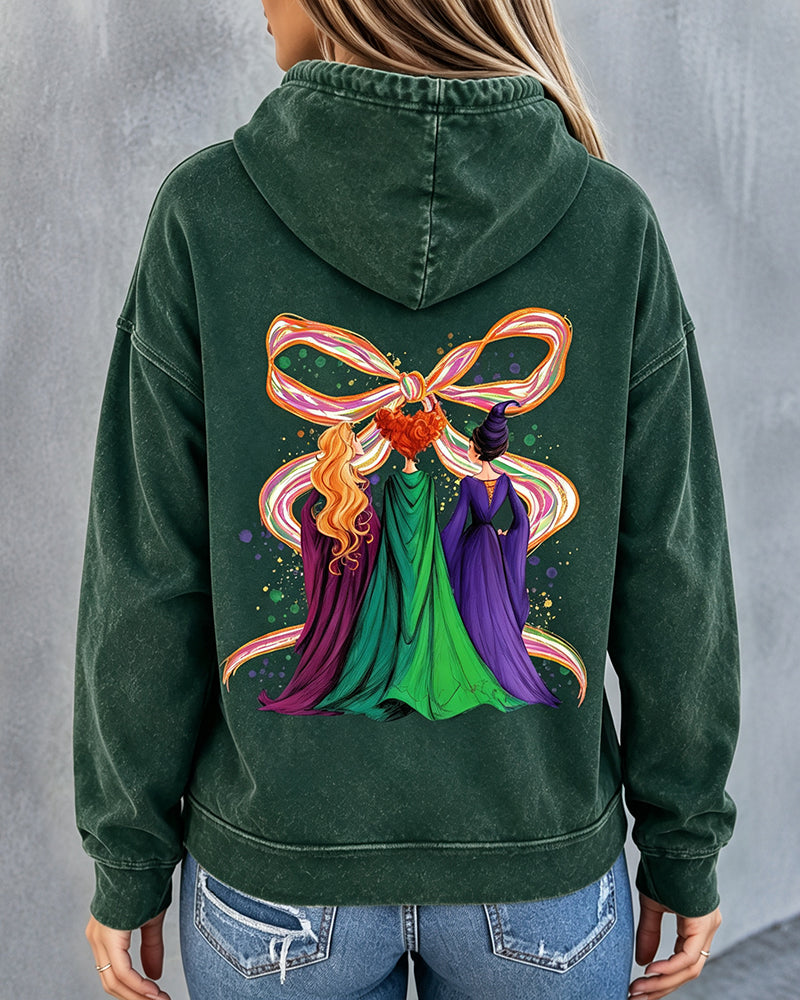 Women's  Halloween Witch Sisters Long Sleeve Hoodie