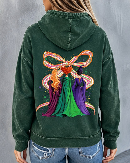 Women's  Halloween Witch Sisters Long Sleeve Hoodie