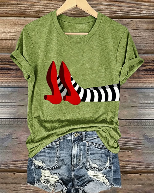 Women’s Halloween-Printed Casual Crew-Neck T-Shirt