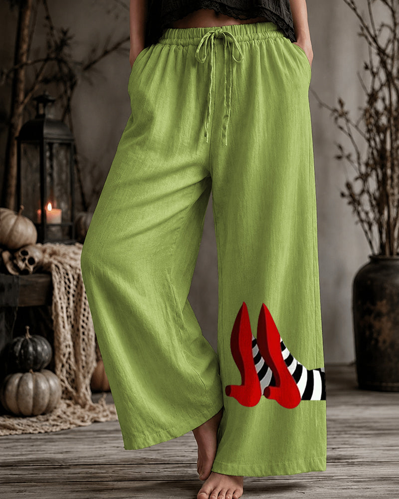 Women's Halloween Witch-Print Trousers