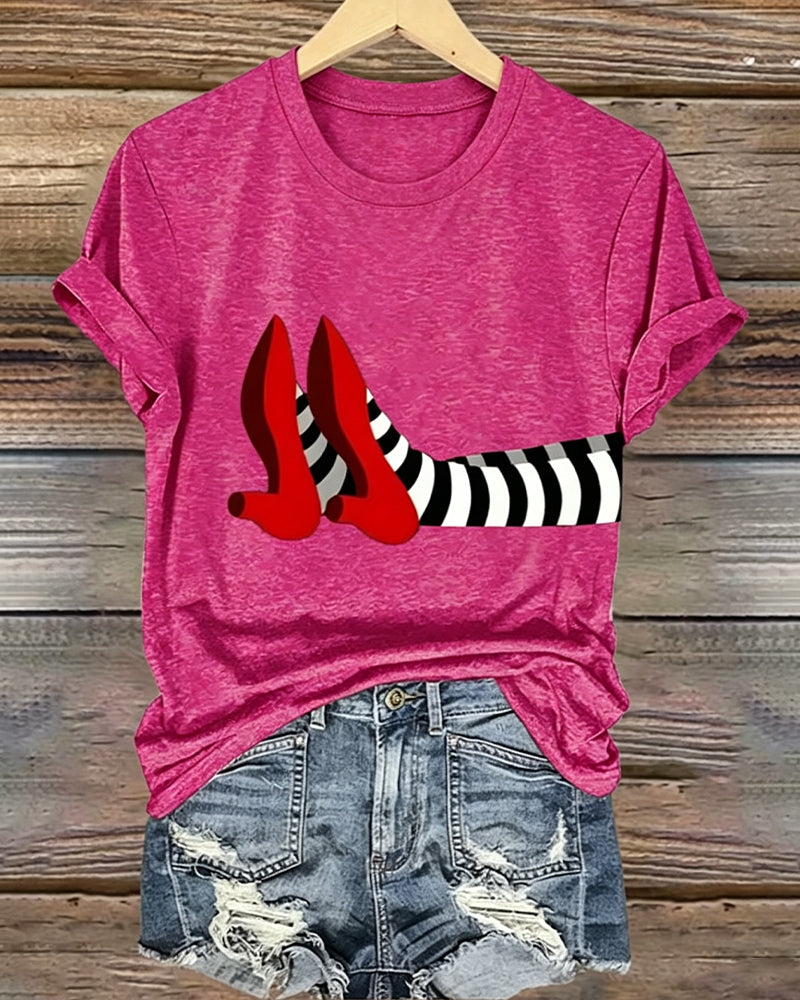 Women’s Halloween-Printed Casual Crew-Neck T-Shirt