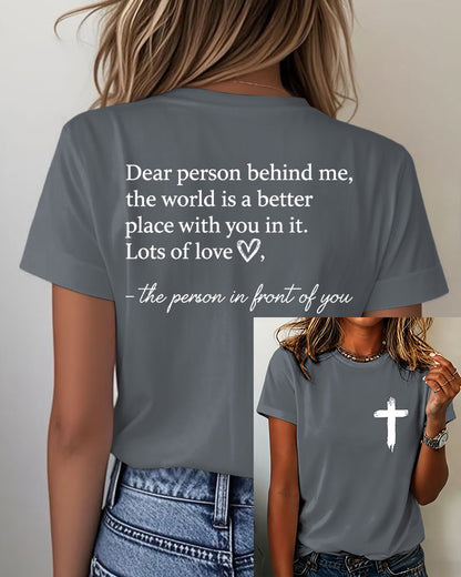 Heart-warming Quotes About The Cross Printed short-sleeved T-shirt