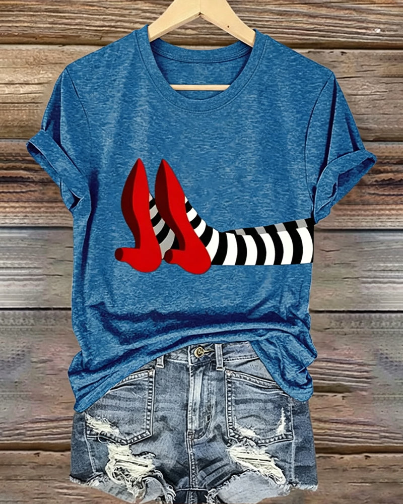 Women’s Halloween-Printed Casual Crew-Neck T-Shirt