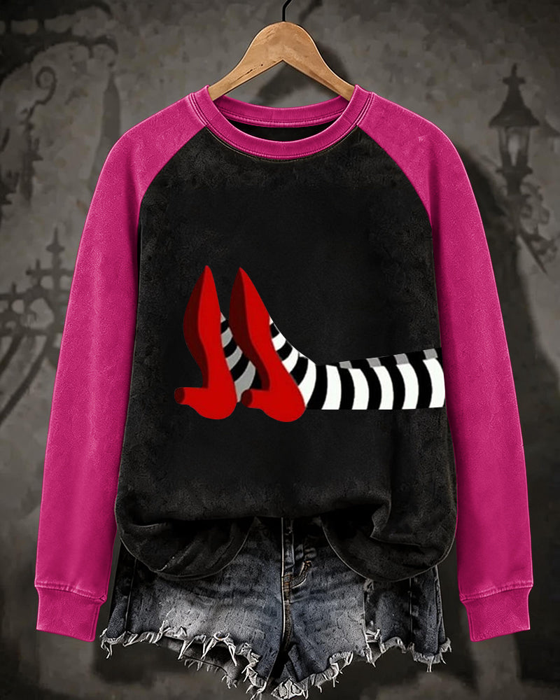 Women’s Halloween-Printed Casual Crew-Neck Sweatshirt