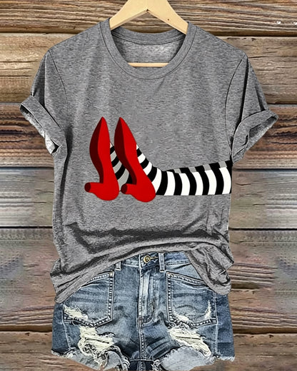 Women’s Halloween-Printed Casual Crew-Neck T-Shirt