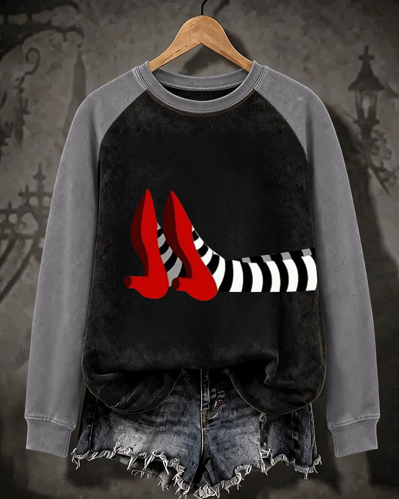 Women’s Halloween-Printed Casual Crew-Neck Sweatshirt