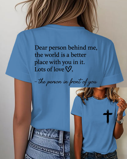 Heart-warming Quotes About The Cross Printed short-sleeved T-shirt