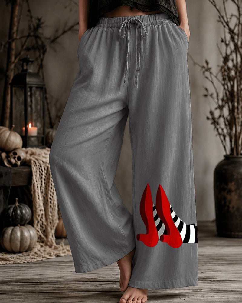 Women's Halloween Witch-Print Trousers
