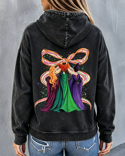 Women's  Halloween Witch Sisters Long Sleeve Hoodie