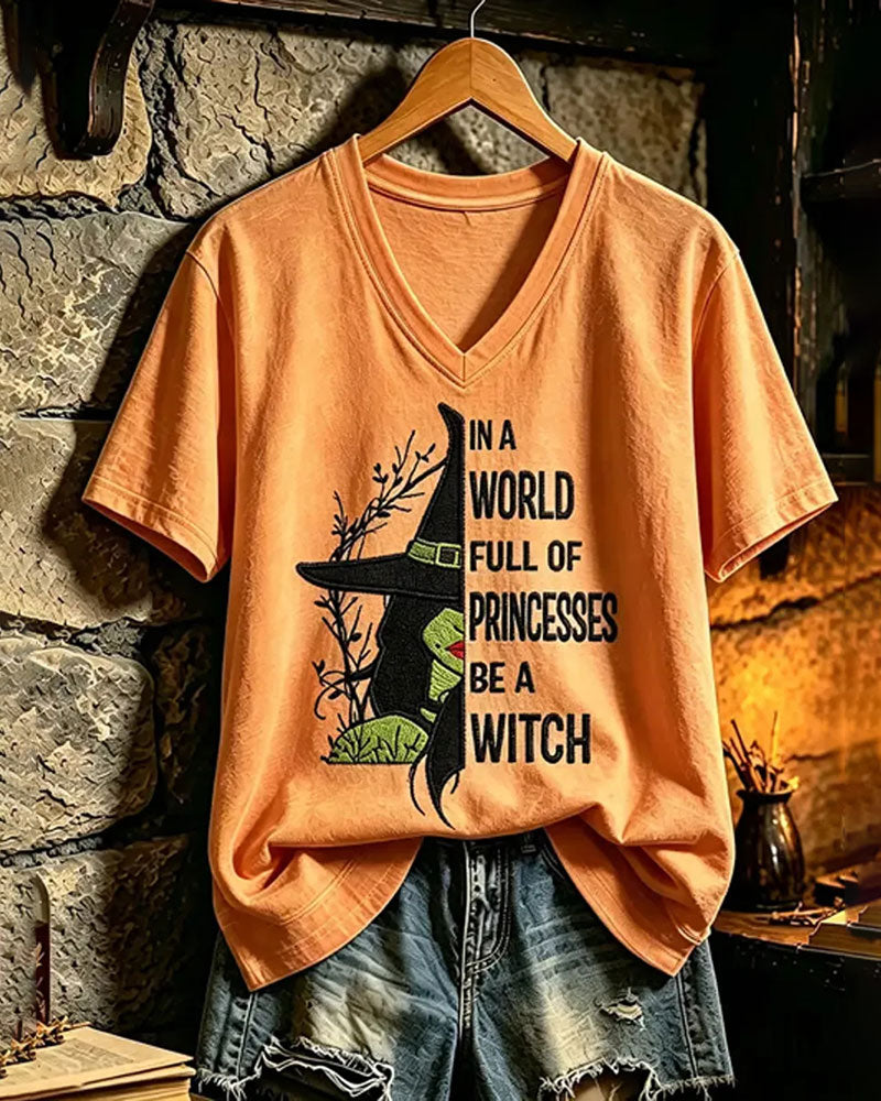 Women's Halloween print short-sleeved T-shirt