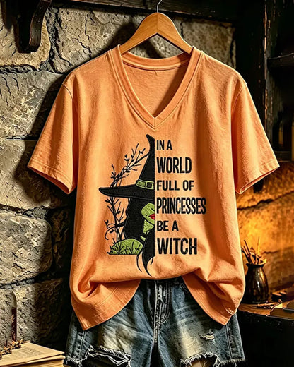 Women's Halloween print short-sleeved T-shirt