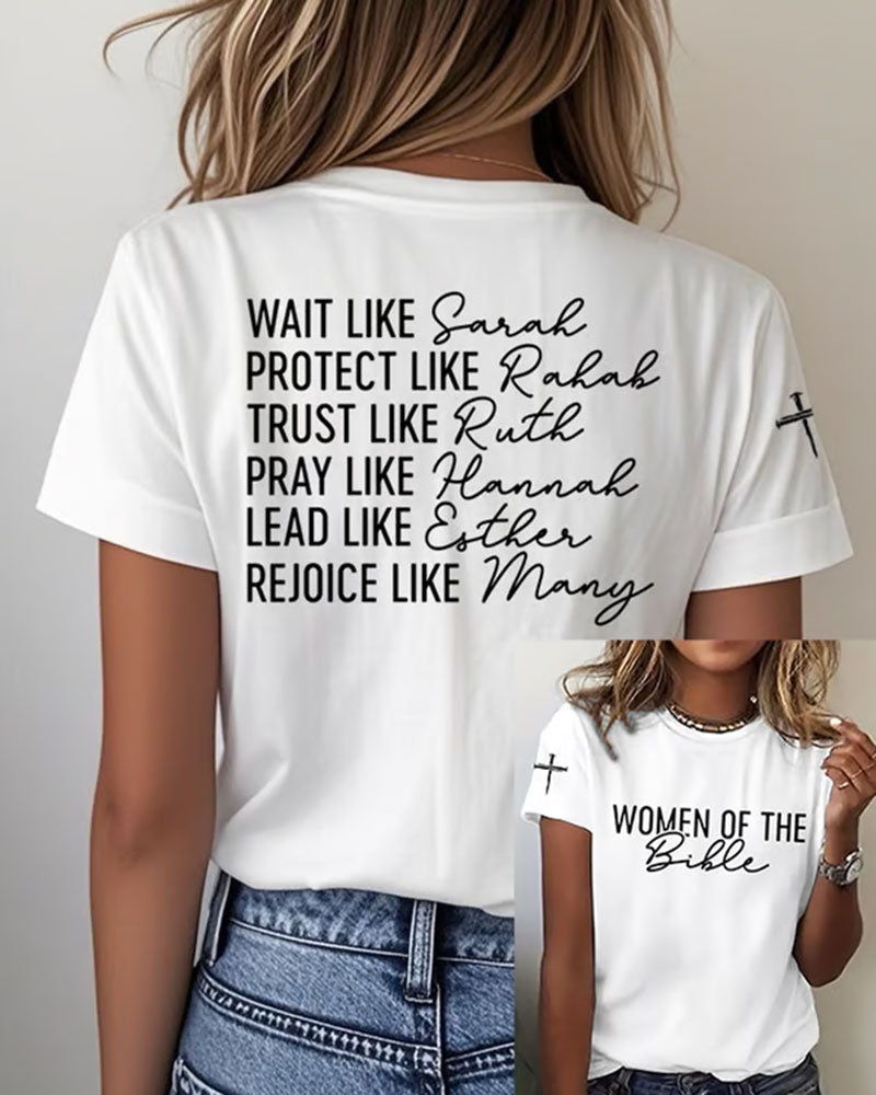 Bible Women Story Printed Short Sleeve T-Shirt