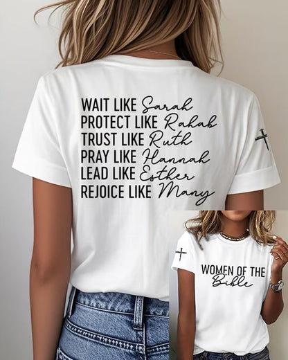 Bible Women Story Printed Short Sleeve T-Shirt