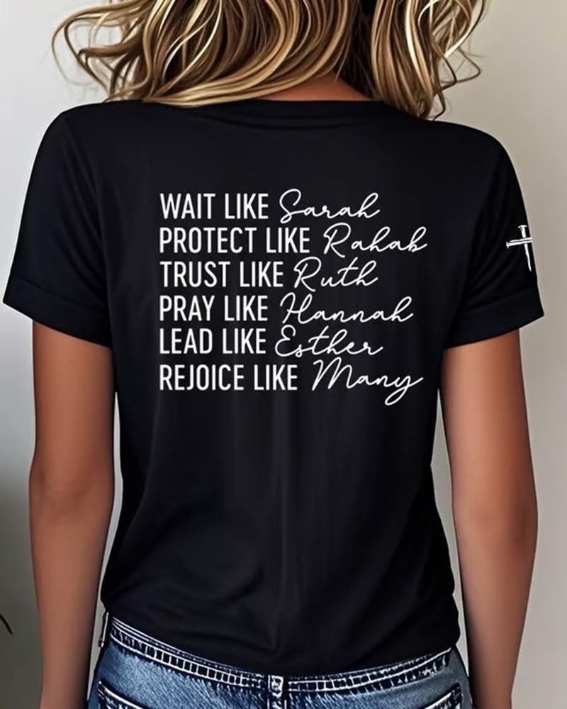 Bible Women Story Printed Short Sleeve T-Shirt
