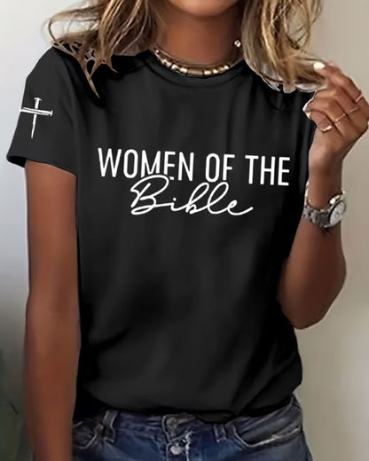 Bible Women Story Printed Short Sleeve T-Shirt