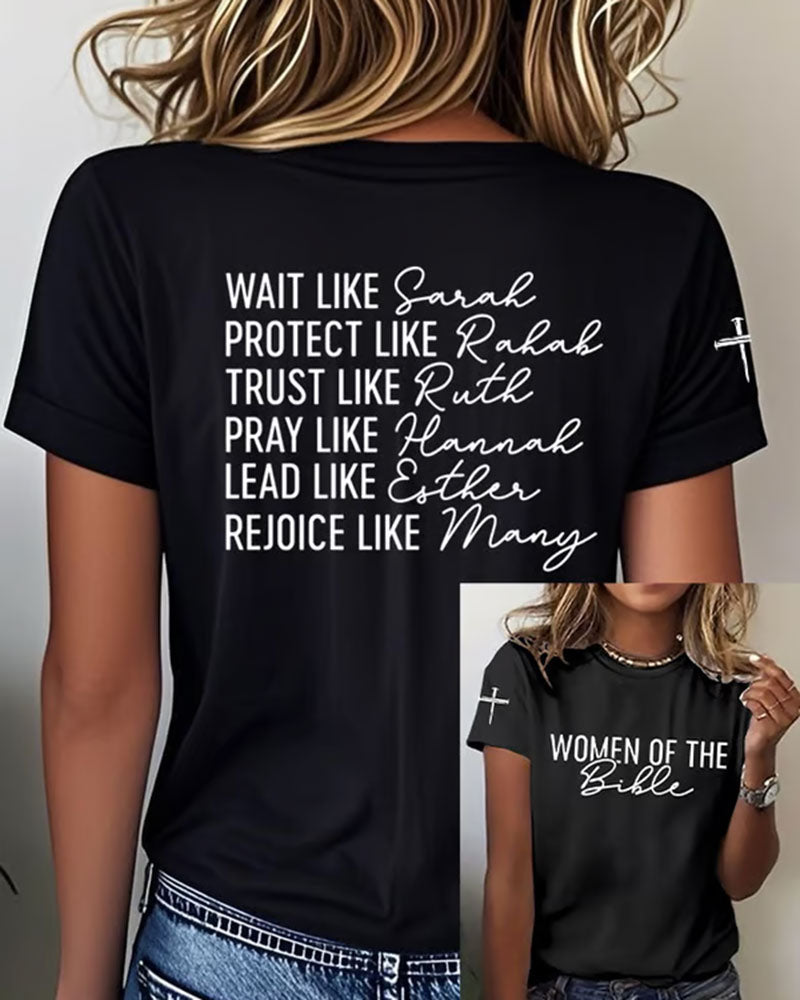 Bible Women Story Printed Short Sleeve T-Shirt