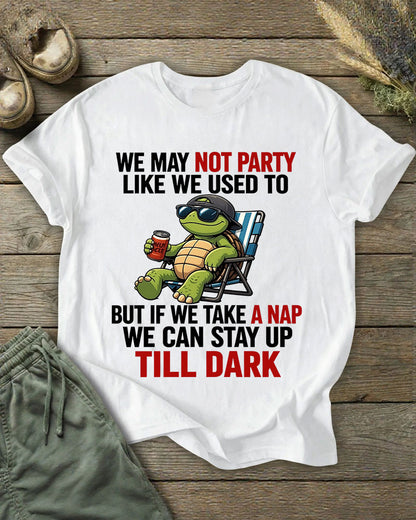 Middle-aged Lying Flat Turtle Naps Stay Up Late To Laugh At Himself Funny Printed T-shirt