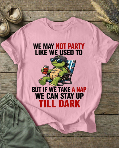 Middle-aged Lying Flat Turtle Naps Stay Up Late To Laugh At Himself Funny Printed T-shirt