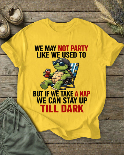 Middle-aged Lying Flat Turtle Naps Stay Up Late To Laugh At Himself Funny Printed T-shirt