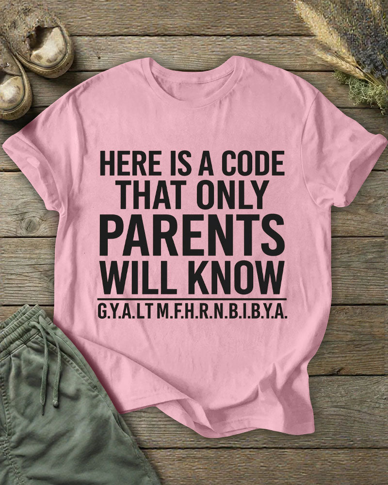 Only Parents Understand The Code Letter Stem Fun Parent-child Printed T-shirt
