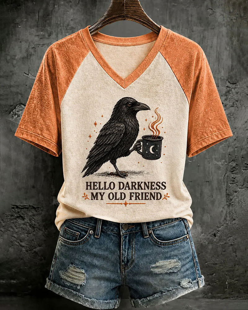 Women's Hello Darkness My Old Friend Printed Casual T-shirt