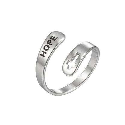 Cross Double Layer Faith Letter Ring Opening Adjustable