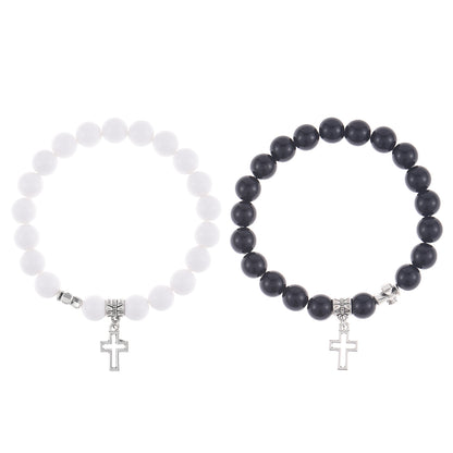Hollow Cross Beaded Couple Bracelet