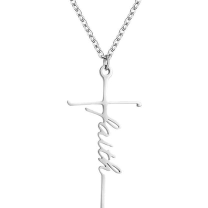 Cross High Sense Faith English Letter Bone Chain Necklace