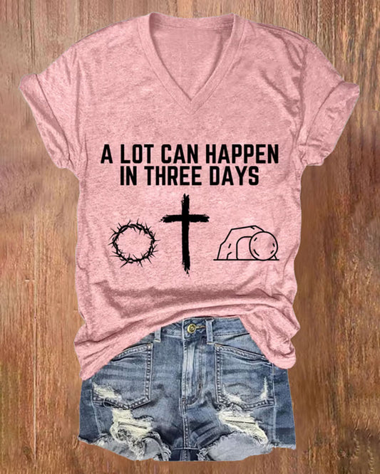 Briar Cross Tomb-Print V-Neck Short-Sleeve Tee