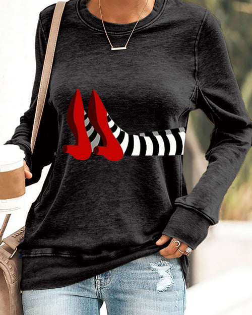 Women’s Halloween Witch Print Casual Sweatshirt
