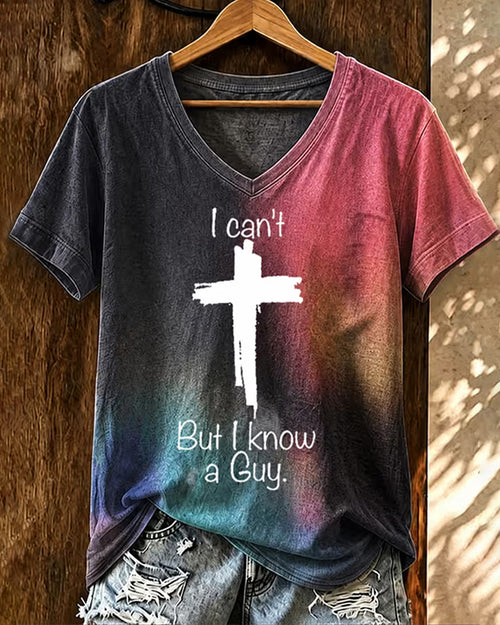 Women's I Can't But I Know A Guy Print Casual T-Shirt